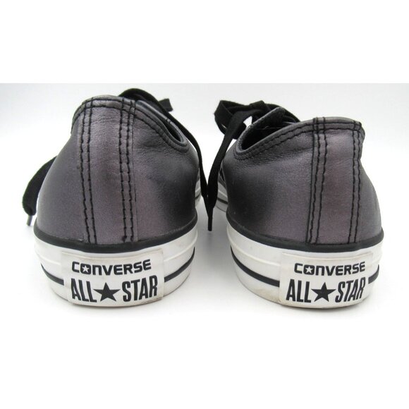 CONVERSE All Star Metallic Gray Leather Chuck Taylor Sneakers 544924C Shoes Sz 9 - Picture 4 of 7